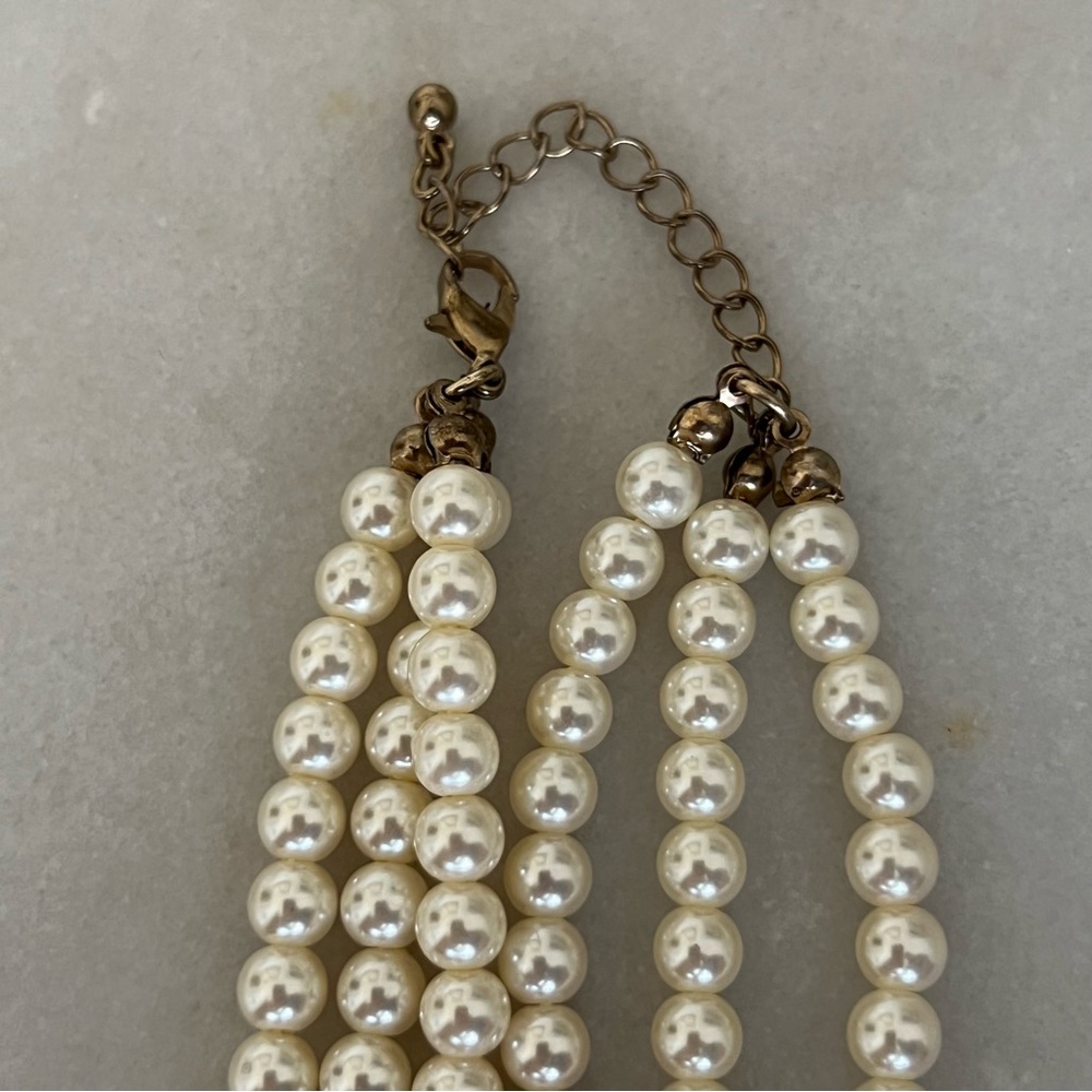 Multi Stranded Faux Pearl Necklace - Picture 3 of 7